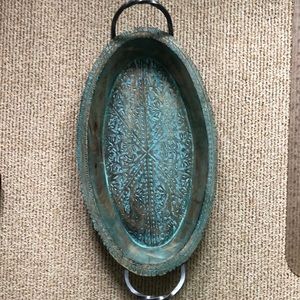 Beautiful set hand carved designs Serving trays 2 pieces new never used